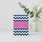 Blauwe roze Chevron Retro Visitekaartjes (Staand voorkant)