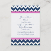 Blauwe roze Chevron Retro Visitekaartjes (Achterkant)