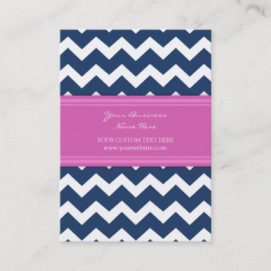 Blauwe roze Chevron Retro Visitekaartjes (Voorkant)
