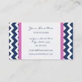 Blauwe roze Chevron Retro Visitekaartjes (Achterkant)