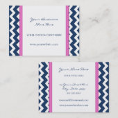 Blauwe roze Chevron Retro Visitekaartjes (Voorkant / Achterkant)