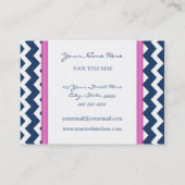 Blauwe roze Chevron Retro Visitekaartjes (Achterkant)