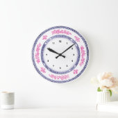   blauwe roze china delft bord klok (Huis)