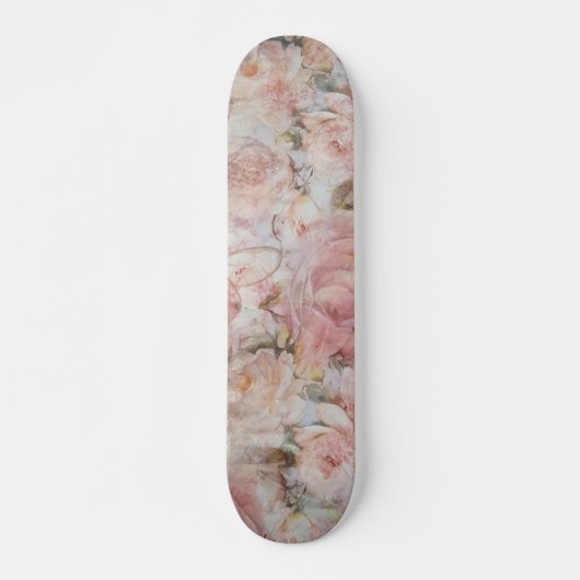  blauwe roze collage bloemtypografie persoonlijk skateboard (Voorkant)