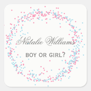 Blauwe & Roze Confettien - Vierkante Sticker