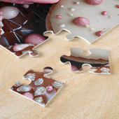 Blauwe, roze en chocolade macaron legpuzzel (Zijkant)