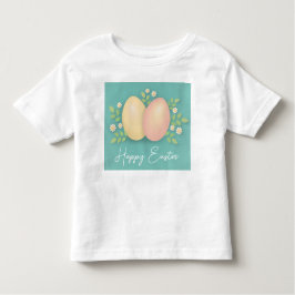 Blauwe roze en gele paaseieren en bloemen kinder shirts