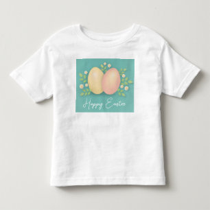 Blauwe roze en gele paaseieren en bloemen kinder shirts