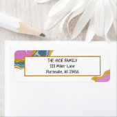 Blauwe roze en goudkleurige, lichtvochtige kunst etiket (Insitu)