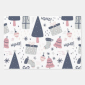 Blauwe roze en grijze kerst inpakpapier vel (Voorkant 2)