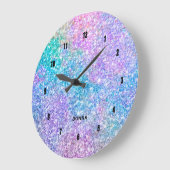 Blauwe roze en paarse faux glitter grote klok (Hoek)