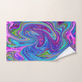 Blauwe, Roze en Paarse Groovy Abstracte retroart Bad Handdoek (Handdoek)
