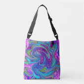 Blauwe, Roze en Paarse Groovy Abstracte retroart Crossbody Tas (Voorkant)