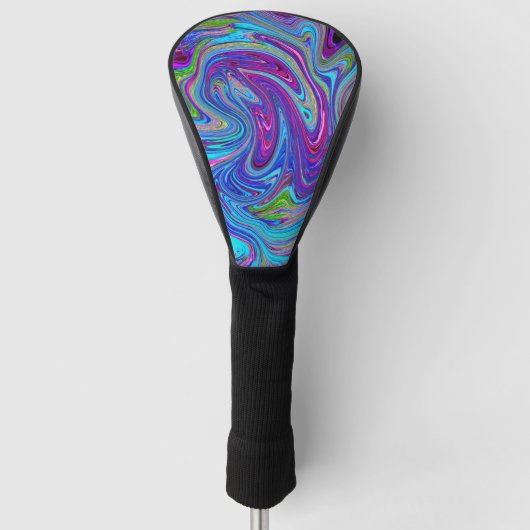 Blauwe, Roze en Paarse Groovy Abstracte retroart Golfheadcover (Voorkant)