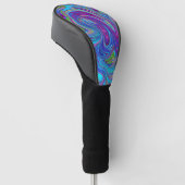 Blauwe, Roze en Paarse Groovy Abstracte retroart Golfheadcover (Schuin)