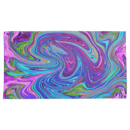 Blauwe, Roze en Paarse Groovy Abstracte retroart Kussensloop (Voorkant-Rechts)