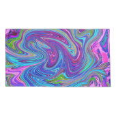 Blauwe, Roze en Paarse Groovy Abstracte retroart Kussensloop (Achterkant-Links)