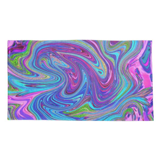 Blauwe, Roze en Paarse Groovy Abstracte retroart Kussensloop (Achterkant-Links)