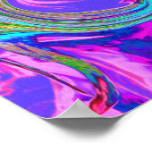 Blauwe, Roze en Paarse Groovy Abstracte retroart Poster (Hoek)