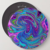 Blauwe, Roze en Paarse Groovy Abstracte retroart Ronde Button 6,0 Cm (Voorkant /achterkant)