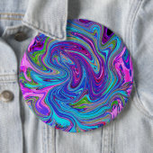 Blauwe, Roze en Paarse Groovy Abstracte retroart Ronde Button 6,0 Cm (In situ)
