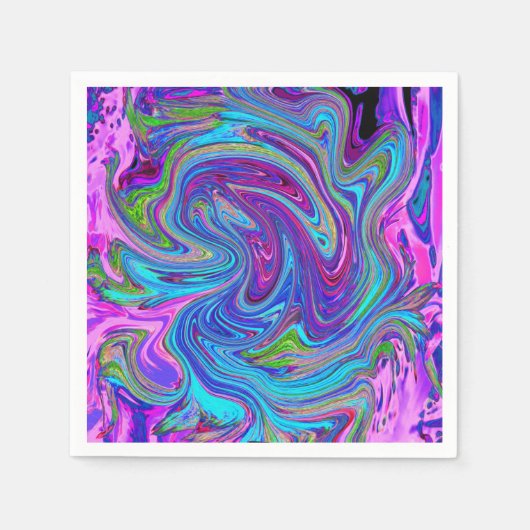 Blauwe, Roze en Paarse Groovy Abstracte retroart Servet (Voorkant)