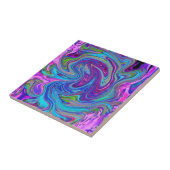 Blauwe, Roze en Paarse Groovy Abstracte retroart Tegeltje (Zijkant)
