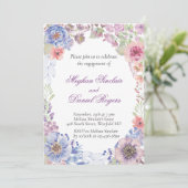 Blauwe, roze en Paarse Wildflower Engagement Party Kaart (Staand voorkant)