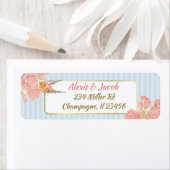 Blauwe roze en witte  vogelterugkeerlabels etiket (Insitu)