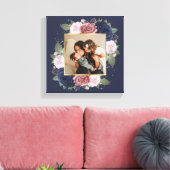 Blauwe roze Floral Aangepaste Foto op Canvas (Insitu (Woonkamer))