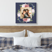 Blauwe roze Floral Aangepaste Foto op Canvas Afdruk (Insitu (Slaapkamer))