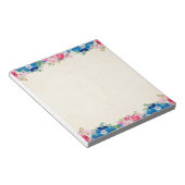 Blauwe roze Floral Border Notitieblok (Schuin)