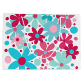 Blauwe & roze funky bloemen groot cadeauzakje (Achterkant)