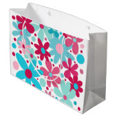 Blauwe & roze funky bloemen groot cadeauzakje (Achterkant Gekanteld)