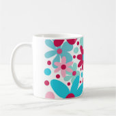 Blauwe & roze funky bloemen koffiemok (Links)