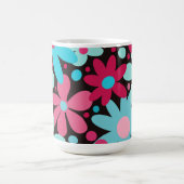 Blauwe & roze funky bloemen koffiemok (Center)