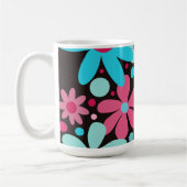 Blauwe & roze funky bloemen koffiemok (Links)