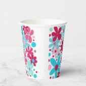 Blauwe & roze funky bloemen papieren bekers (Rechts)