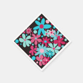 Blauwe & roze funky bloemen servet (Hoek)