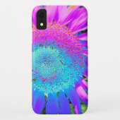 Blauwe roze funky retro zonnebloem Case-Mate iPhone case (Achterkant)