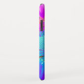 Blauwe roze funky retro zonnebloem Case-Mate iPhone case (Achterkant/rechts)