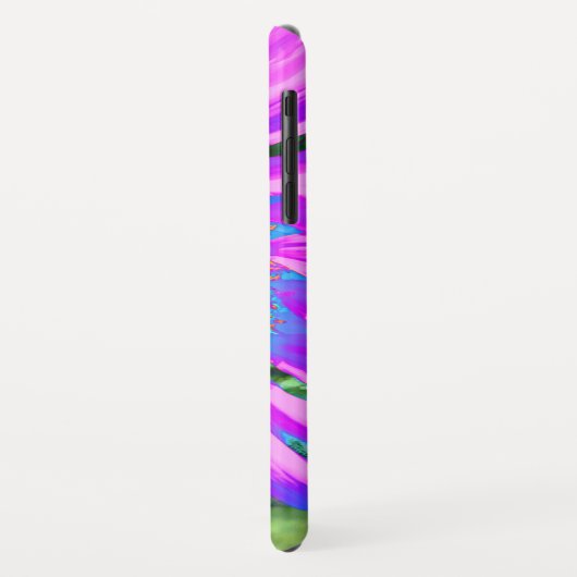 Blauwe roze funky retro zonnebloem Case-Mate iPhone case (Achterkant/links)