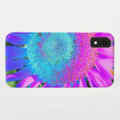 Blauwe roze funky retro zonnebloem Case-Mate iPhone case (Achterkant (horizontaal))
