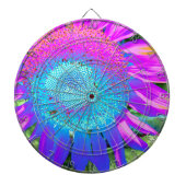Blauwe roze funky retro zonnebloem dartbord (Voorkant)