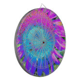 Blauwe roze funky retro zonnebloem dartbord (Voorkant Links)