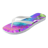 Blauwe roze funky retro zonnebloem teenslippers (Schuin)