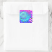 Blauwe roze funky retro zonnebloem vierkante sticker (Tas)