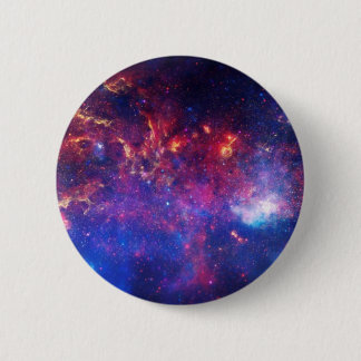 Blauwe roze galaxy Nebula sterren Ultra Violet Fir Ronde Button 5,7 Cm