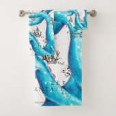 Blauwe roze, gebleekte tentakels Inkt Bad Handdoek (Insitu)