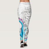 Blauwe roze, gebleekte tentakels Inkt Leggings (Achterkant)